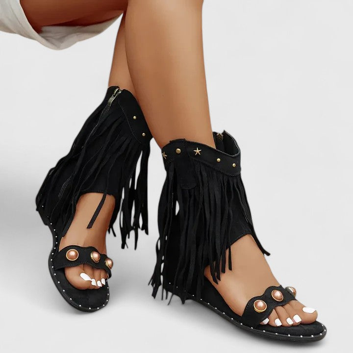 EIRA | FRINGED WIDE-FIT SANDALS