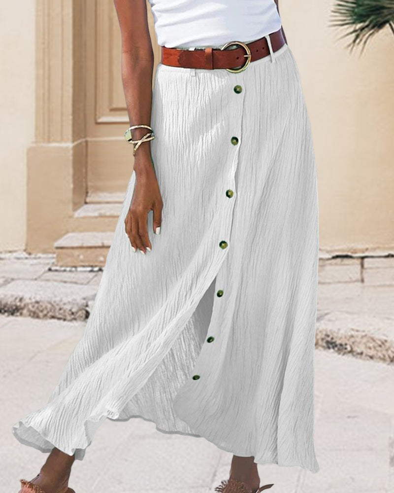 SYNDY | BUTTON-FRONT HIGH-WAISTED SKIRT