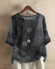 Nhi | Printed Button-Neck Blouse