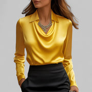 Kamie | Collared Cowl-Neck Blouse