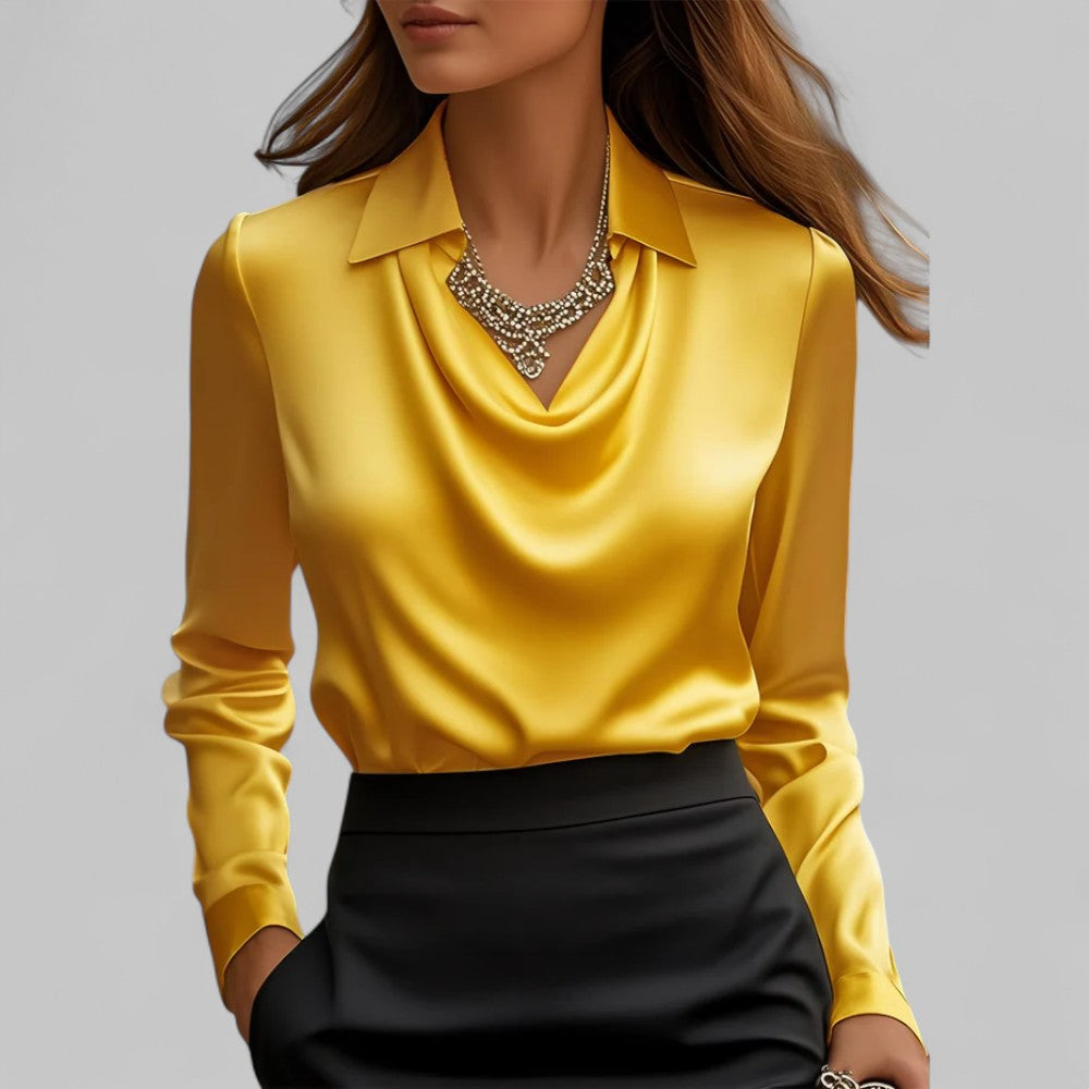 Kamie | Collared Cowl-Neck Blouse