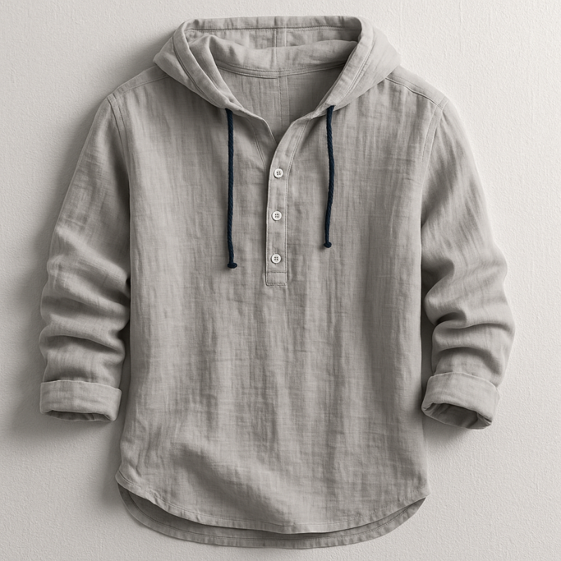 Sebrina | Button-Neck Textured Hoodie