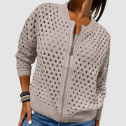Wanita | Open-Knit Zip Cardigan