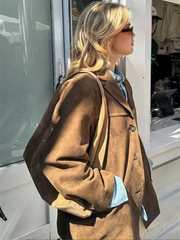 Arianwen | Brown Oversized Suede Blazer