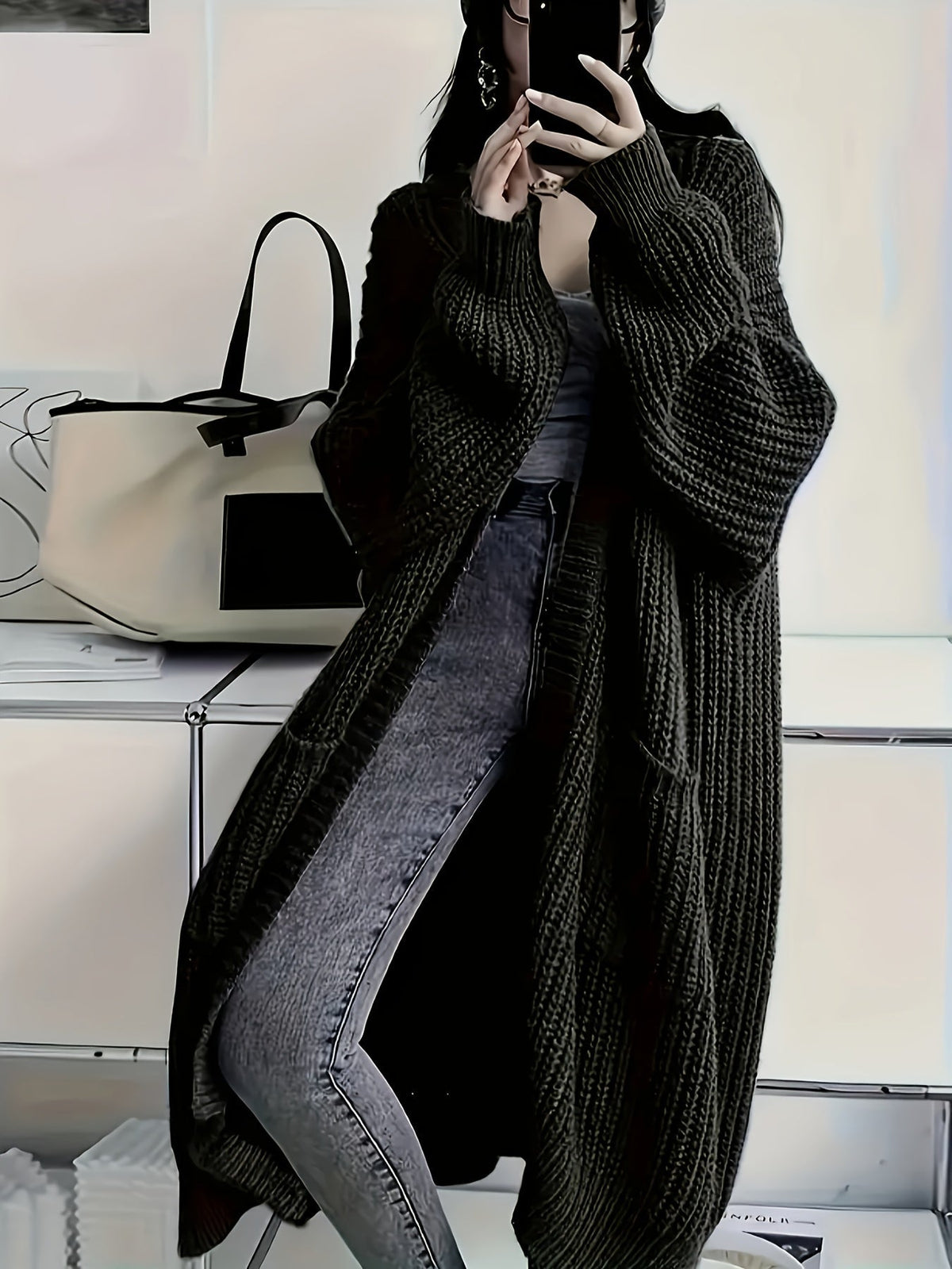 Teddi | Long Ribbed Open Cardigan