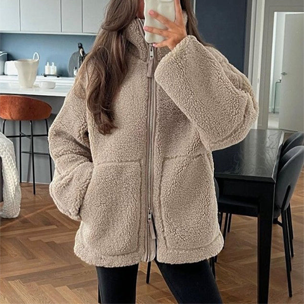 Denisha | Stand-Collar Textured Zip Jacket