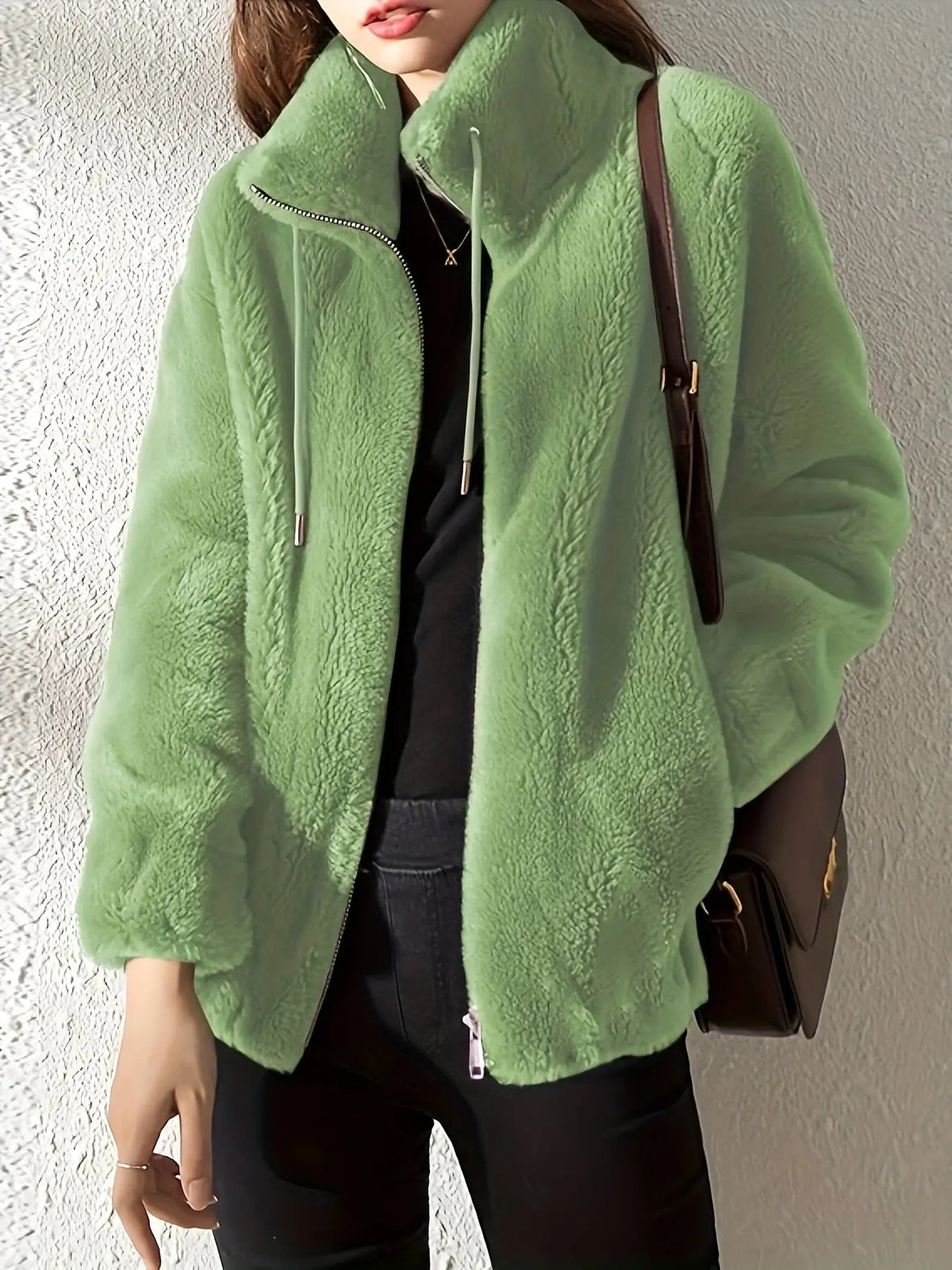 Rivka | Textured Stand-Collar Zip Jacket