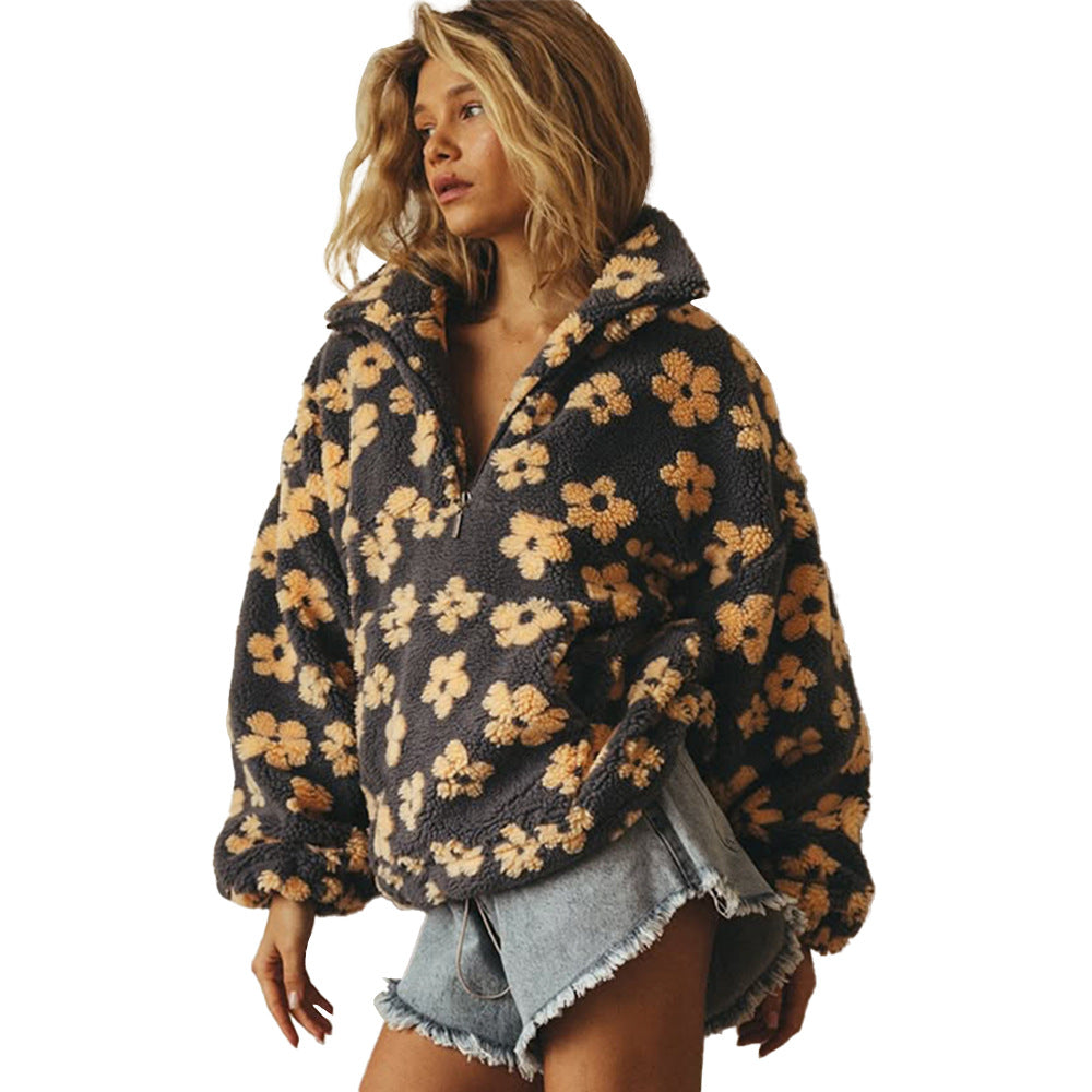 Kylene | Floral Half-Zip Sweatshirt