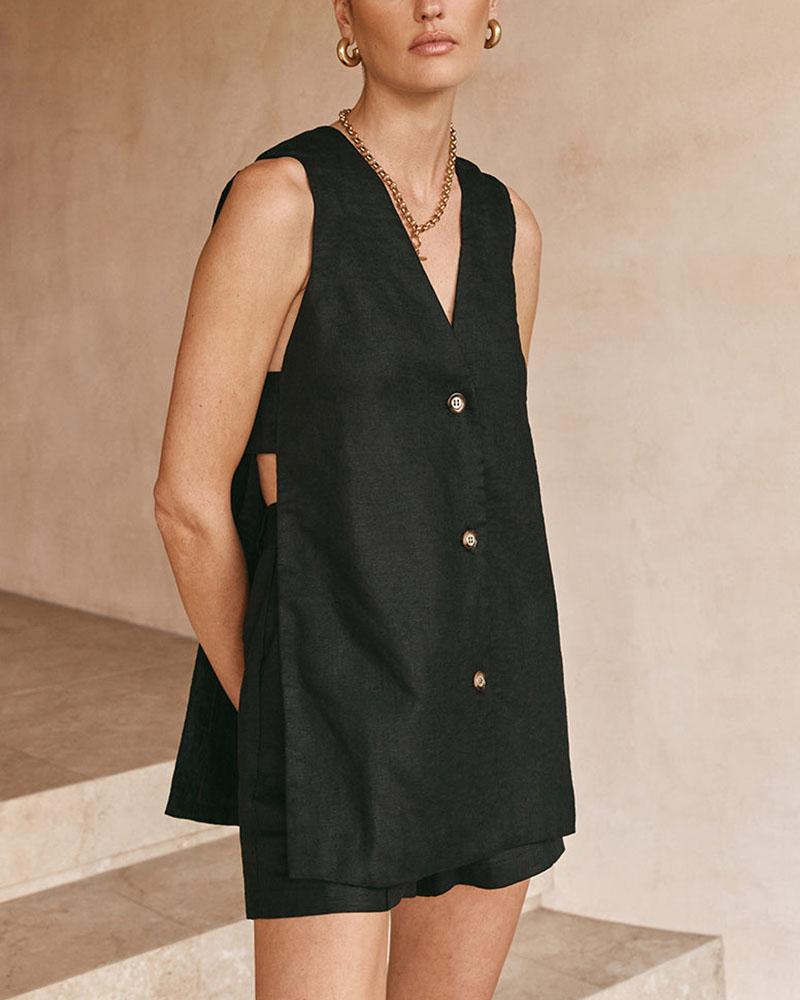 FIONA | BUTTON-FRONT SLEEVELESS CO-ORD SET