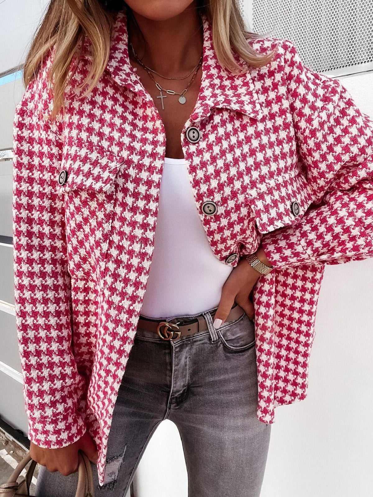 Litzy | Houndstooth Collared Jacket