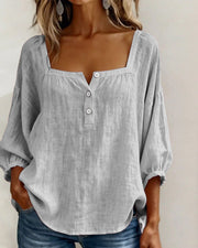 Tenille | Square-Neck Button Blouse