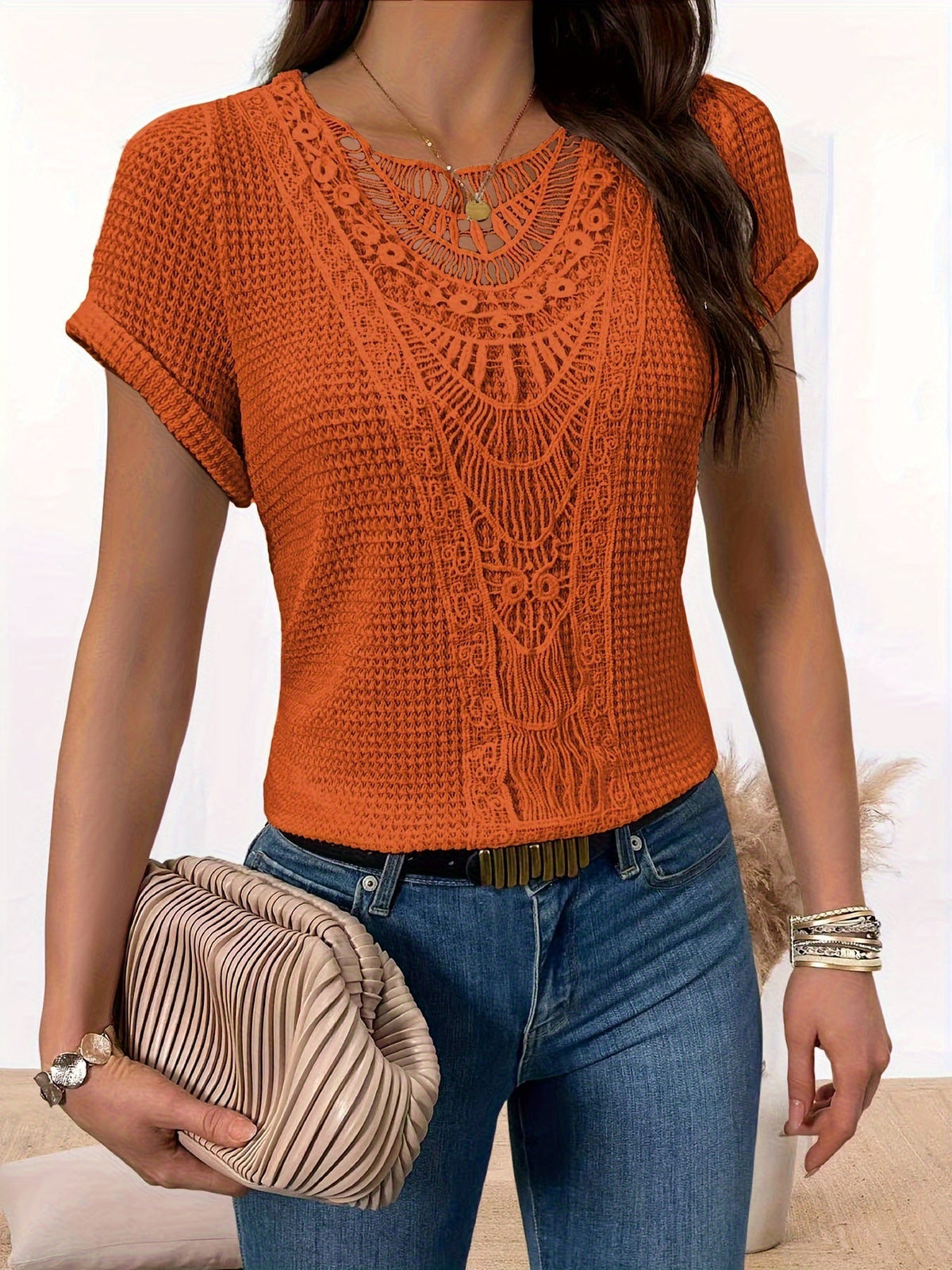 Tanasia | Open-Knit Short-Sleeve Jumper