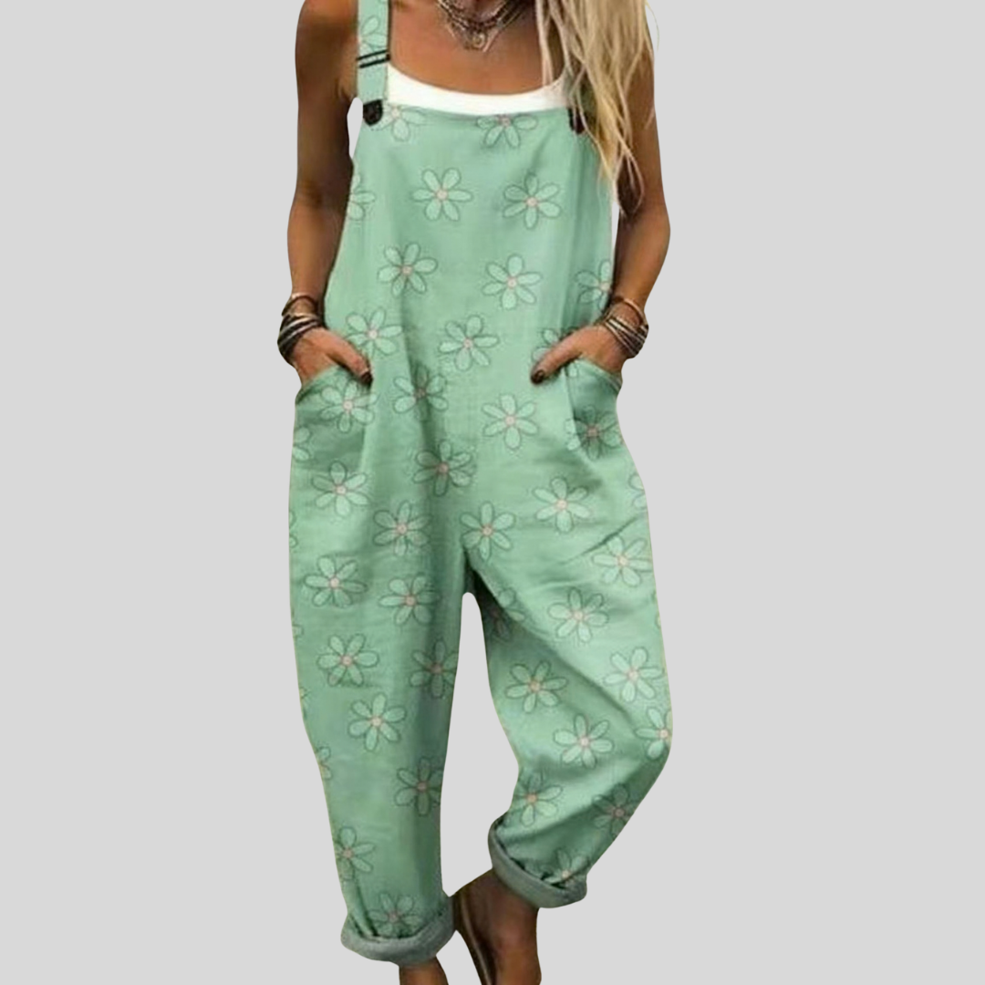 FLOWING ADJUSTABLE-STRAP CROPPED DUNGAREES