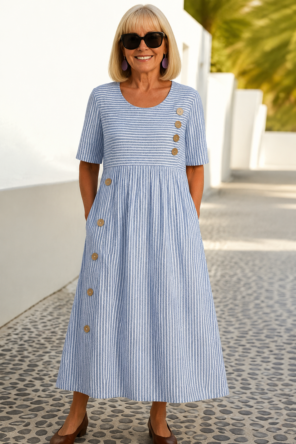 SOFIA | STRIPED MIDI SUMMER DRESS