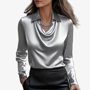 Kamie | Collared Cowl-Neck Blouse