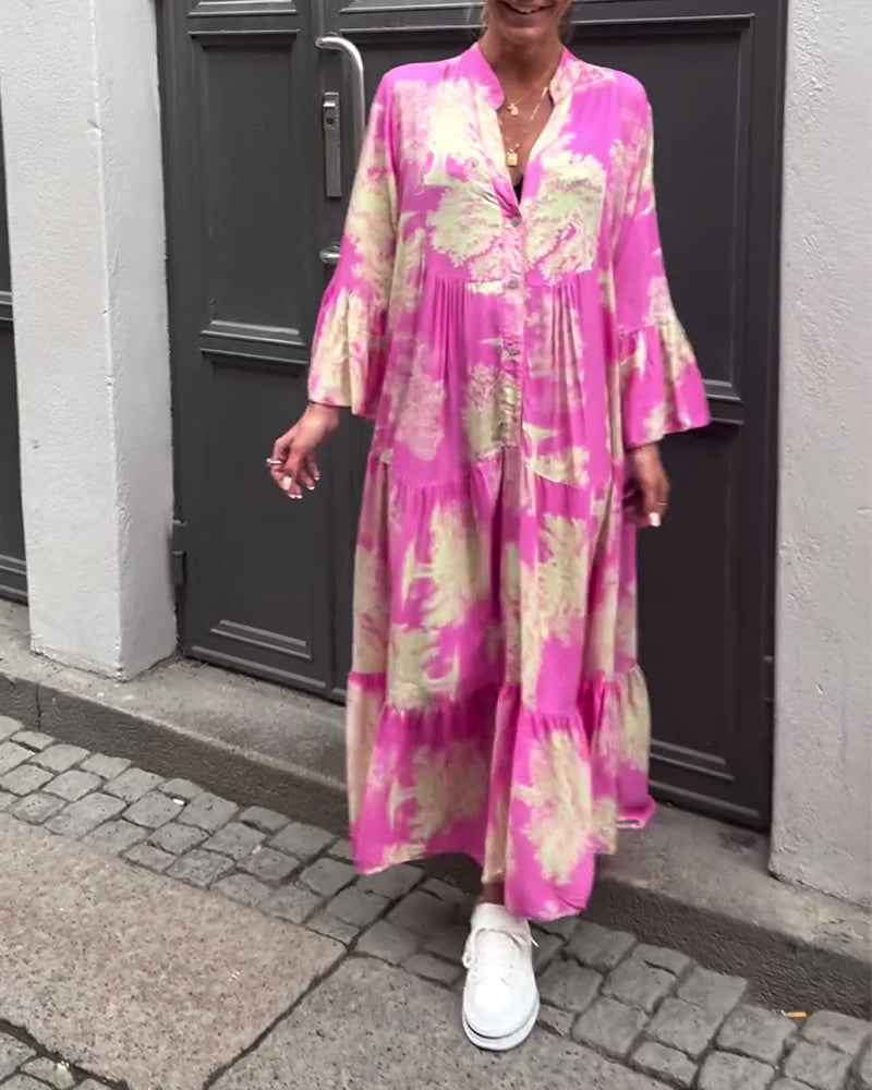 OPHELIA | PRINTED V-NECK DRESS