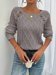 Midori | Diamond-Knit Button-Shoulder Jumper