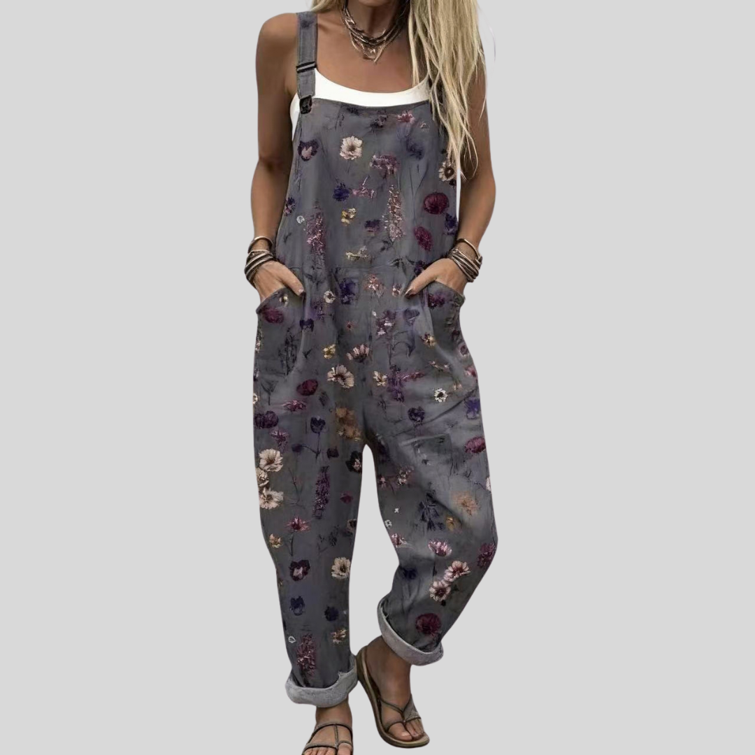 FLOWING ADJUSTABLE-STRAP CROPPED DUNGAREES
