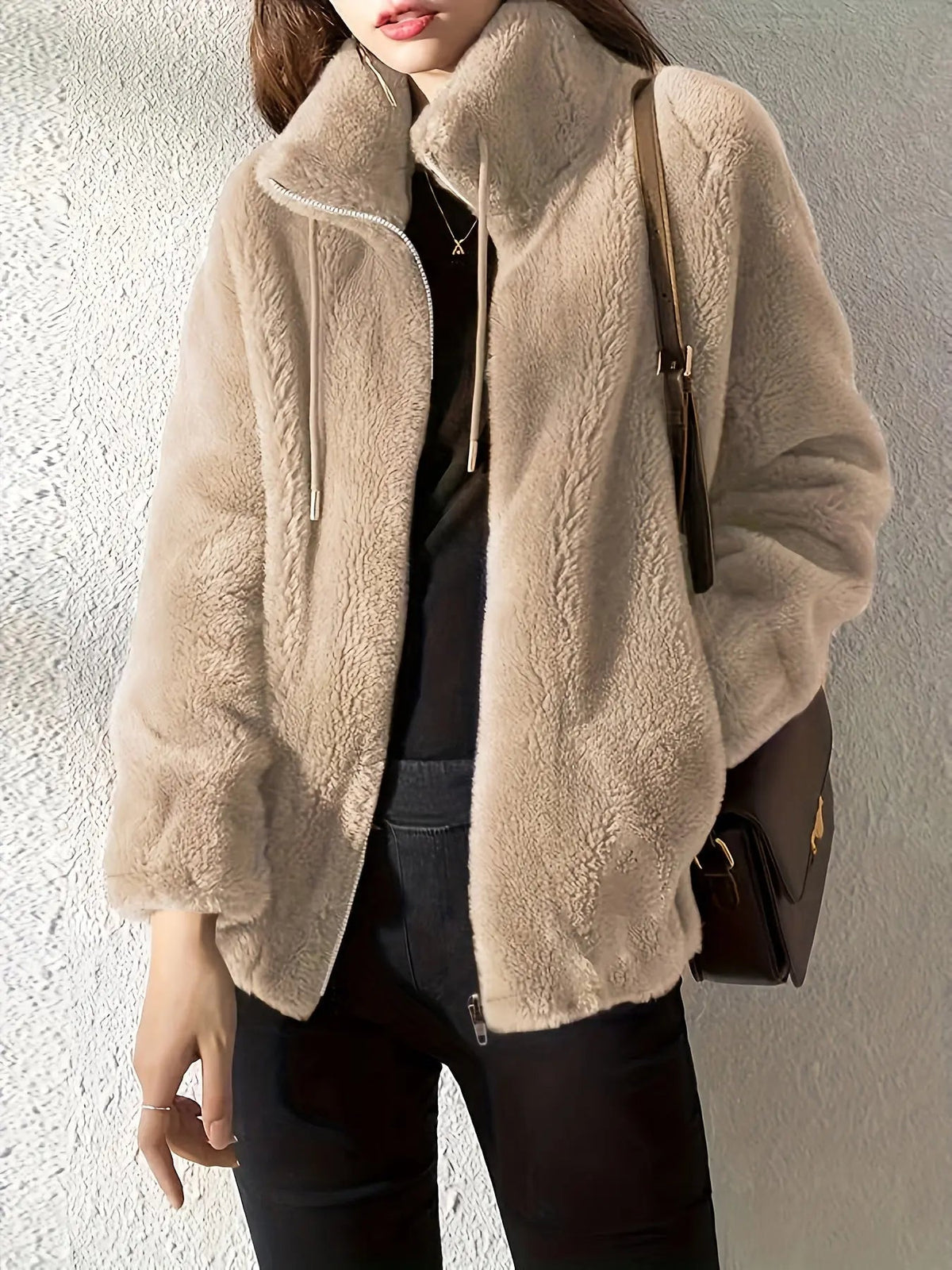 Rivka | Textured Stand-Collar Zip Jacket