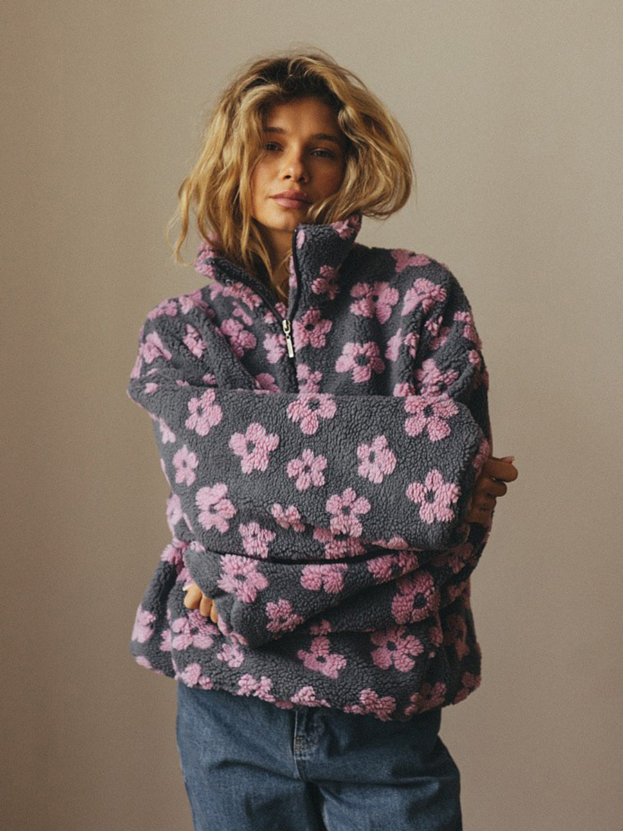 Kylene | Floral Half-Zip Sweatshirt