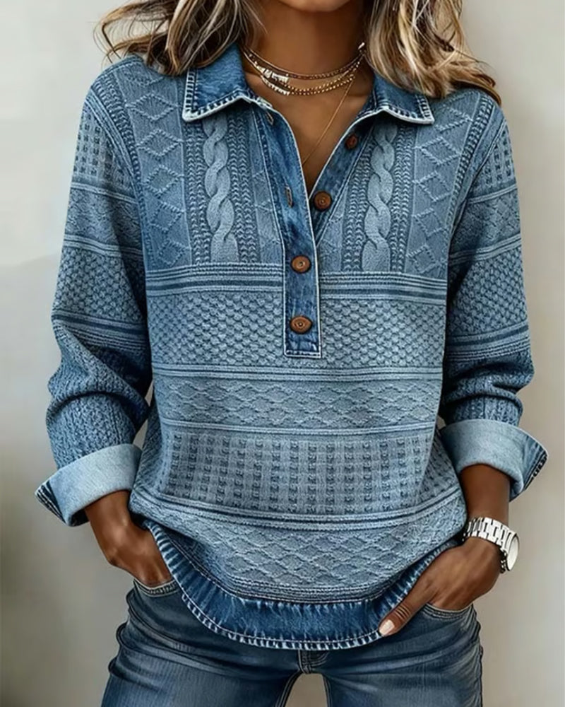 Keva | Collared Patterned Jumper