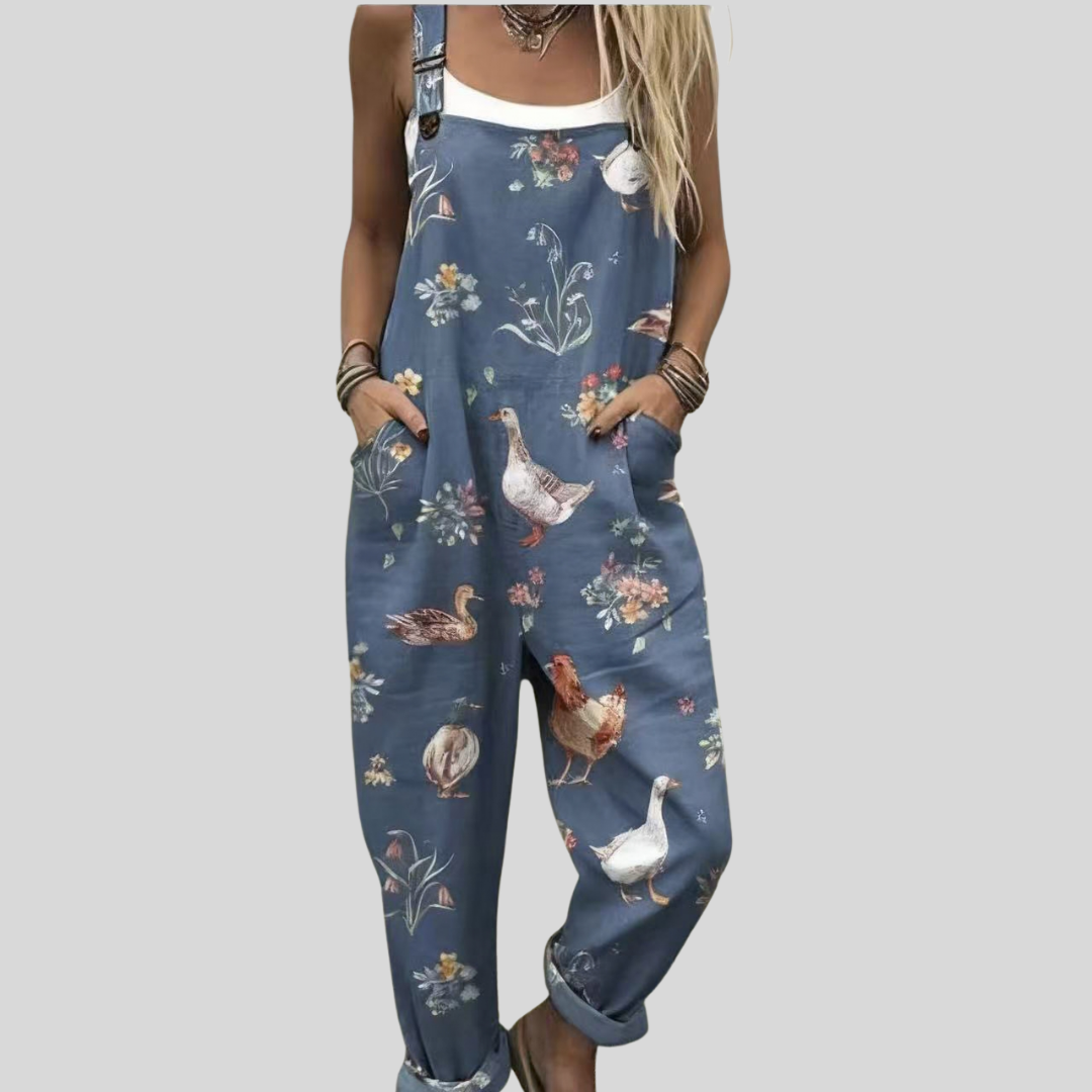 FLOWING ADJUSTABLE-STRAP CROPPED DUNGAREES