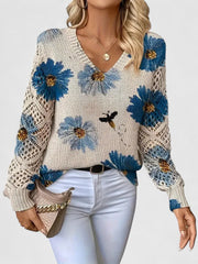 Raizel | Floral Open-Knit Jumper