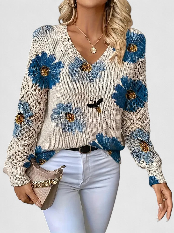 Raizel | Floral Open-Knit Jumper