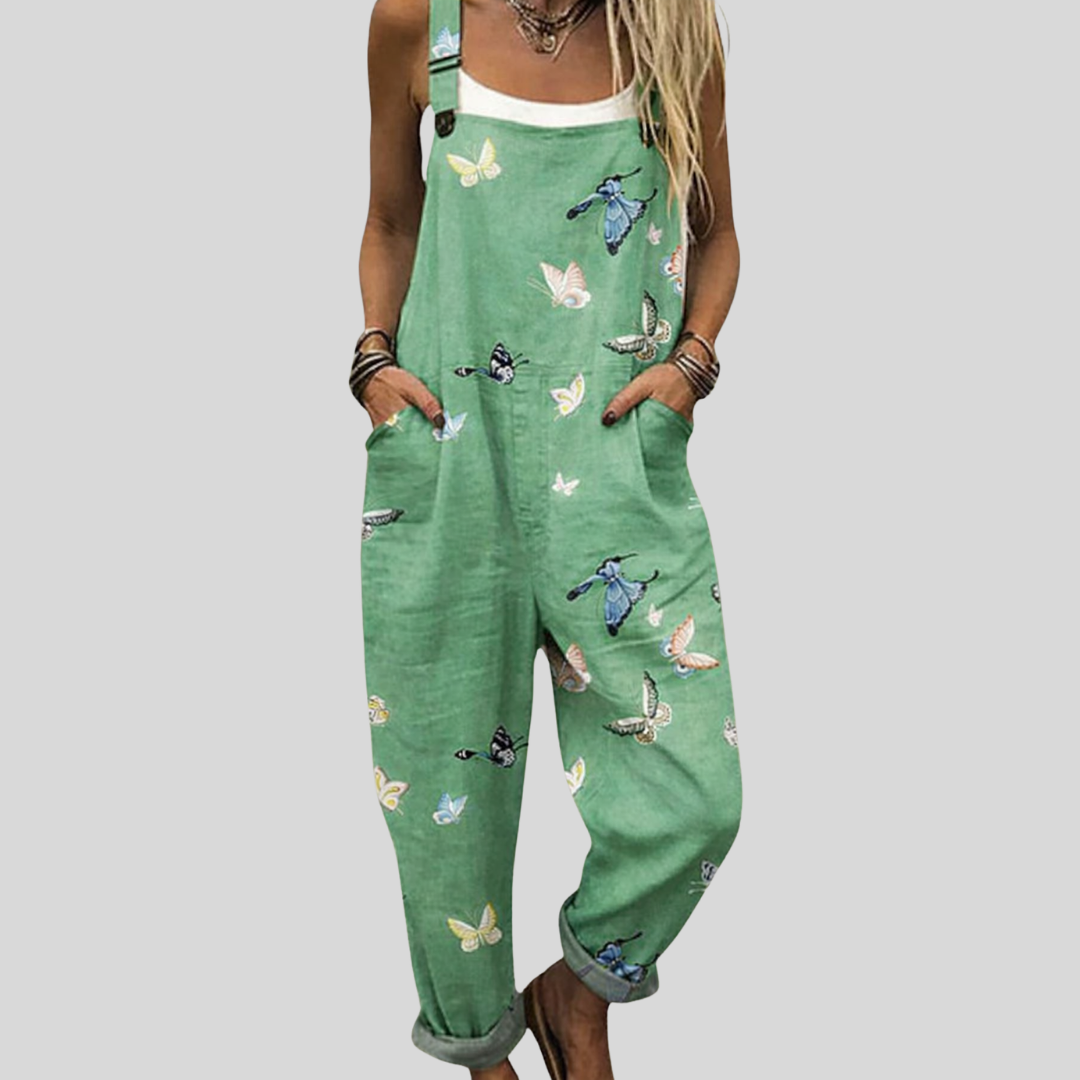 FLOWING ADJUSTABLE-STRAP CROPPED DUNGAREES