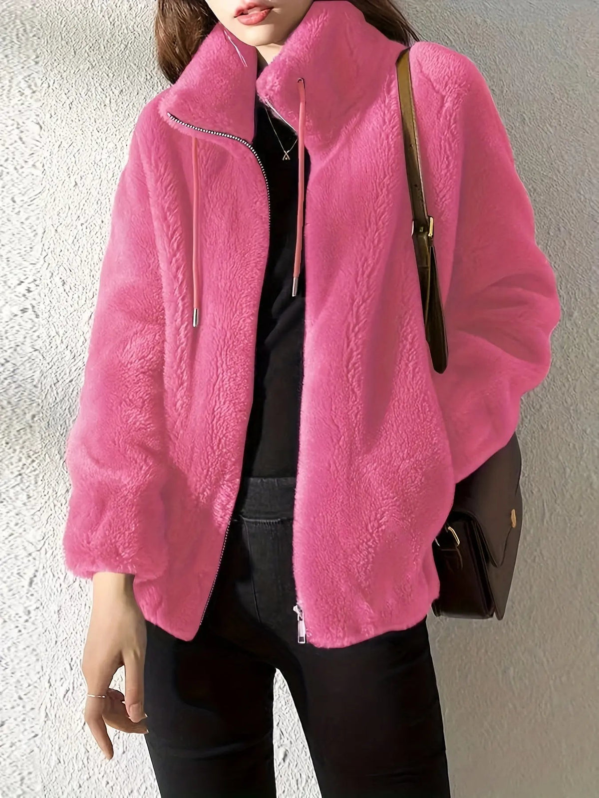 Rivka | Textured Stand-Collar Zip Jacket