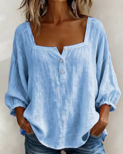 Tenille | Square-Neck Button Blouse