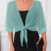 Alfredia | Tie-Front Sheer Cardigan