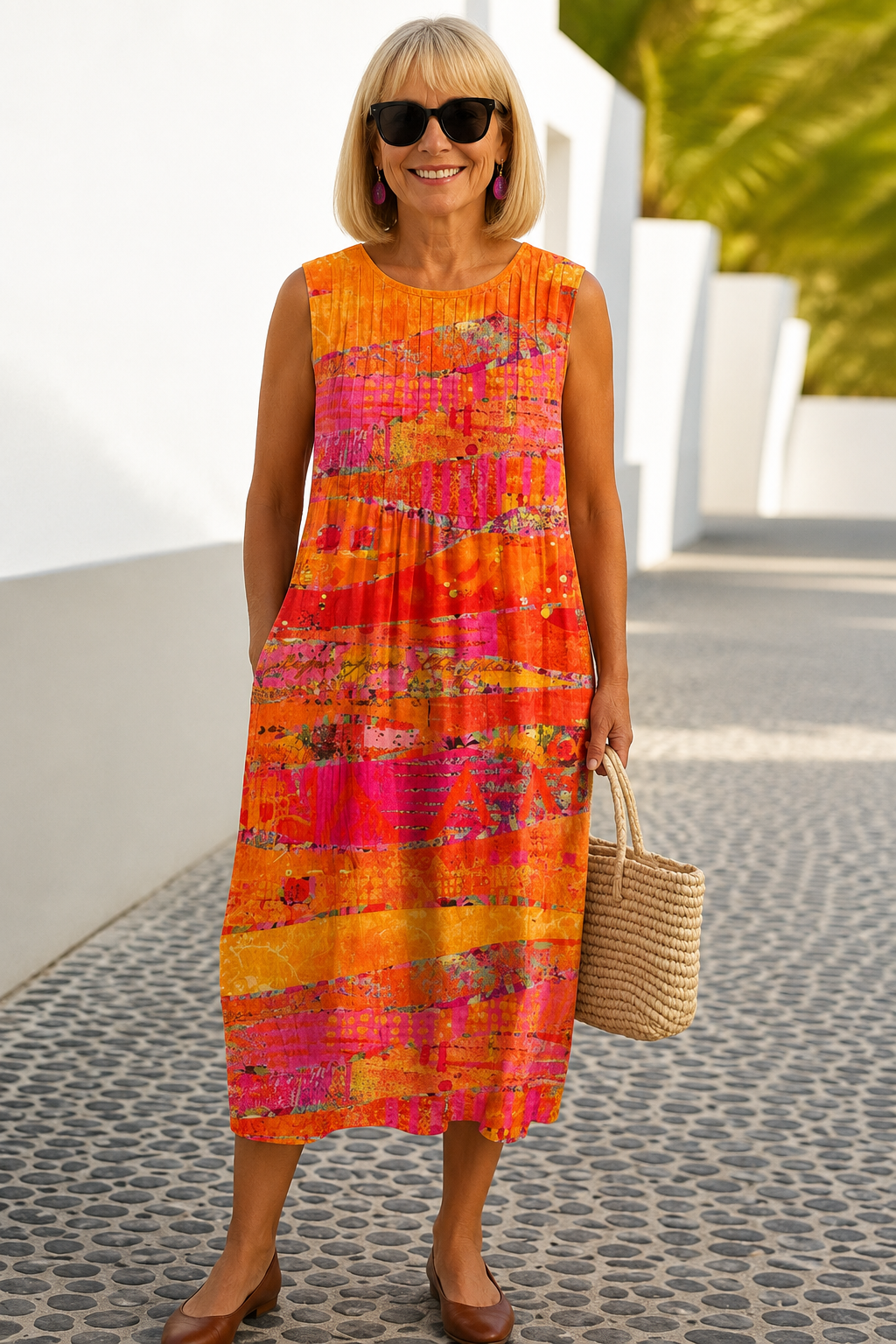 FAYE | SUNSET PATCHWORK MIDI DRESS