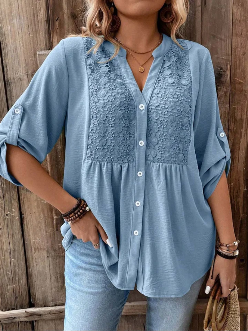 Twanna | Textured-Yoke Button Blouse