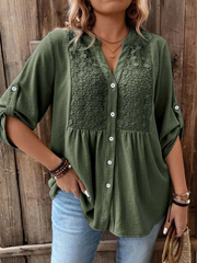Twanna | Textured-Yoke Button Blouse