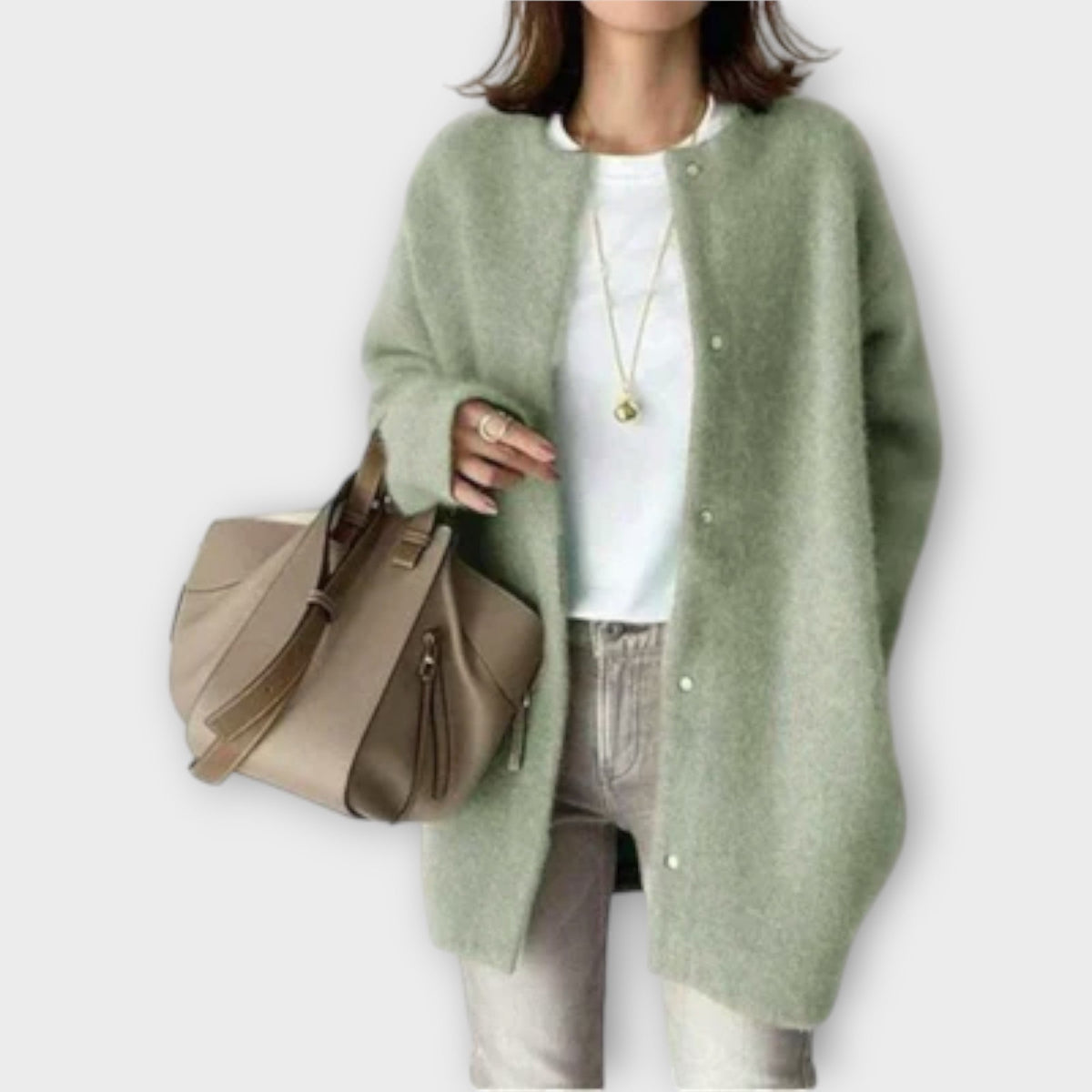 Lilly | Elegant Brown Cardigan With Button Row