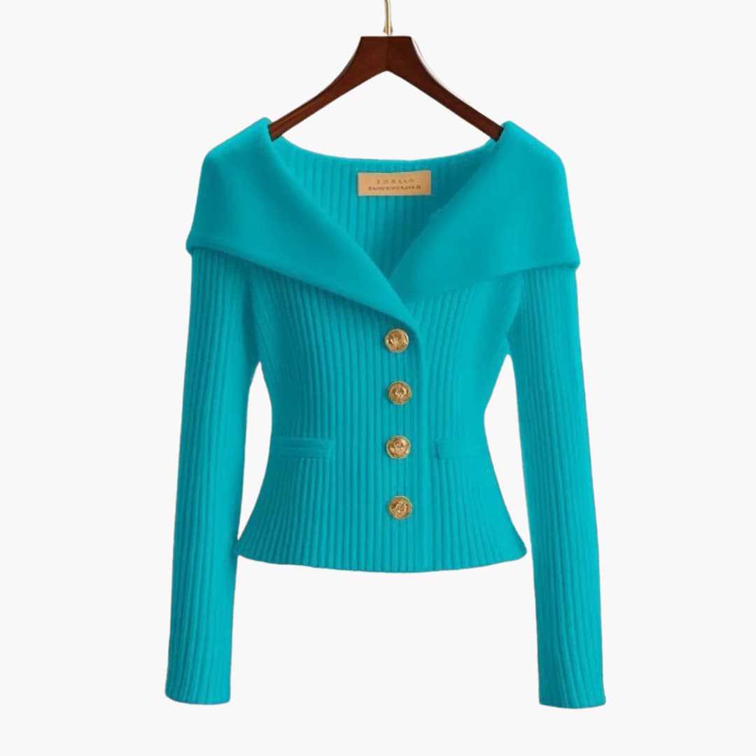 Donella | Foldover-Collar Button Cardigan