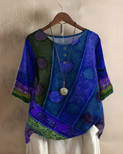Nhi | Printed Button-Neck Blouse