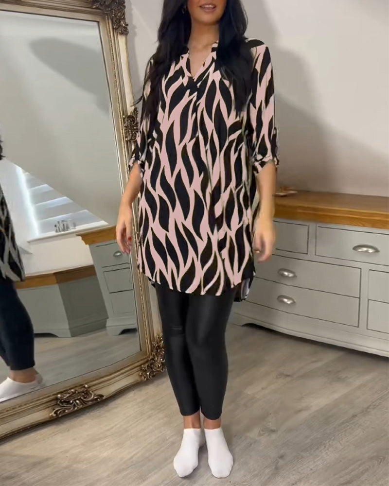 Marquisha | Patterned Longline Shirt