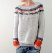 Veronika | Cozy Petrol Jumper With Pine Pattern