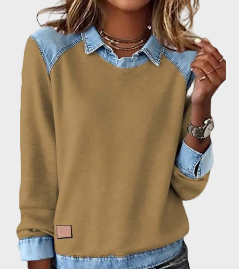 Danielle | Long-Sleeve Denim Blouse