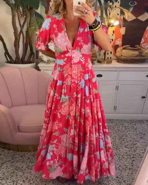 FLORIANA | FLORAL V-NECK DRESS
