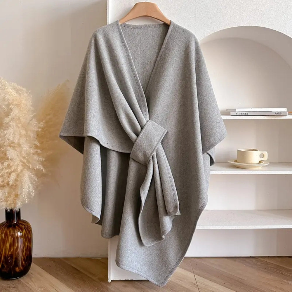 Mairwen | Oversized Windproof Poncho Cape Coat in Grey