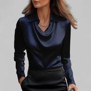 Kamie | Collared Cowl-Neck Blouse