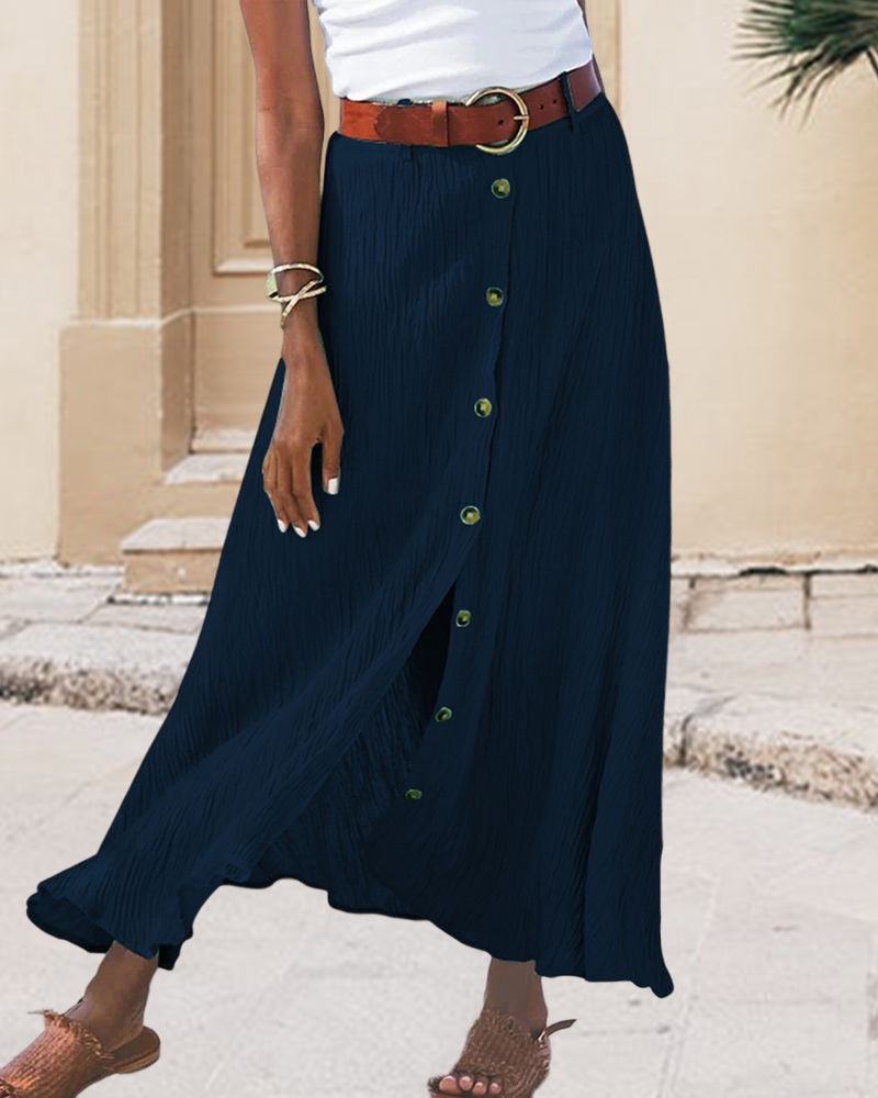 SYNDY | BUTTON-FRONT HIGH-WAISTED SKIRT