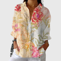 FLOWING PRINTED BUTTON-FRONT BLOUSE