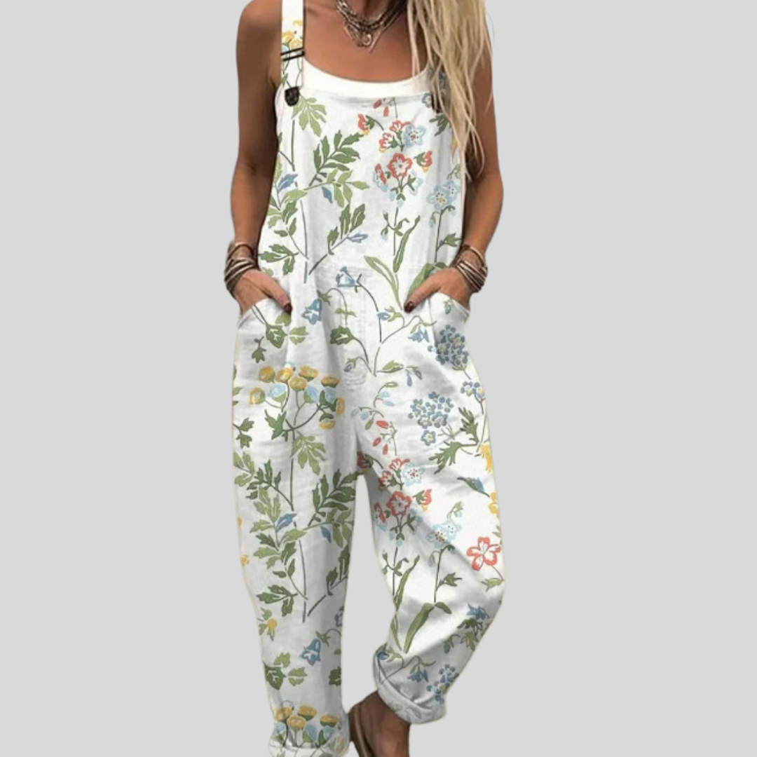 FLOWING ADJUSTABLE-STRAP CROPPED DUNGAREES