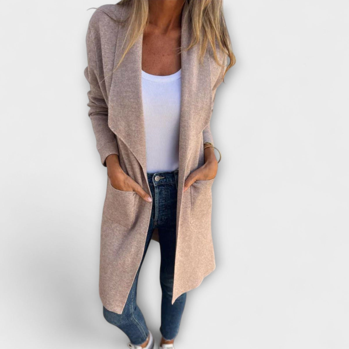 Eliane | Elegant Long Cardigan Grey