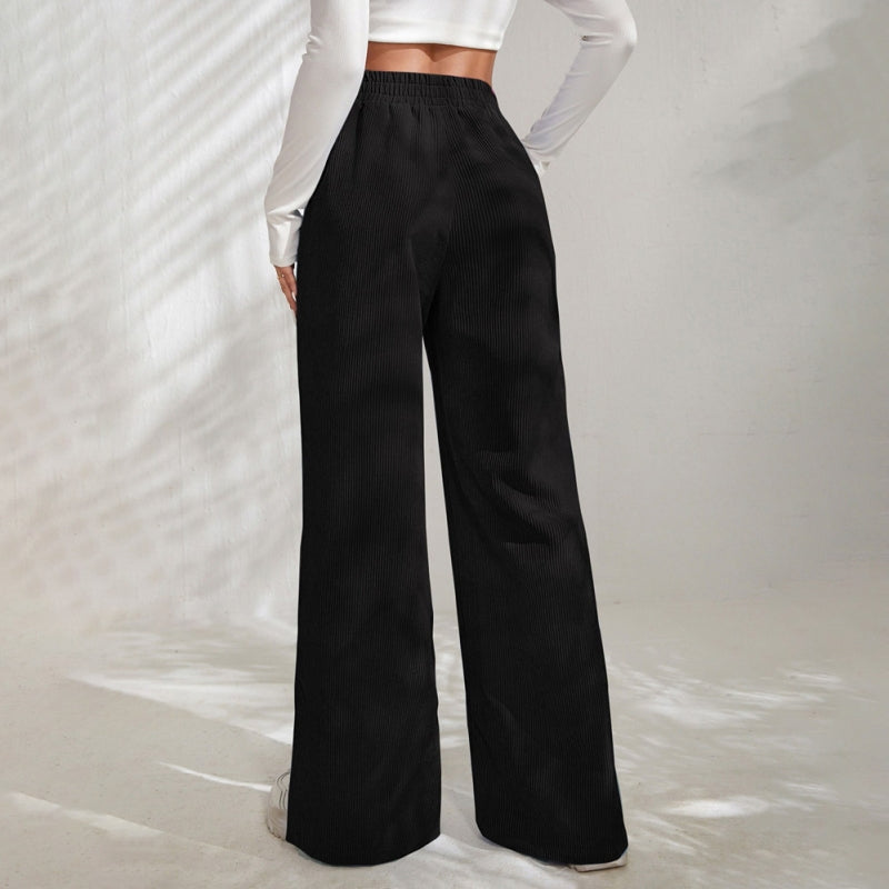 NAHLA | BUTTON-FRONT WIDE-LEG TROUSERS