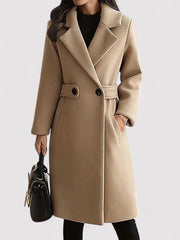 Sadhbh | Wool Belted Coat with Buckle and Lapels in Khaki